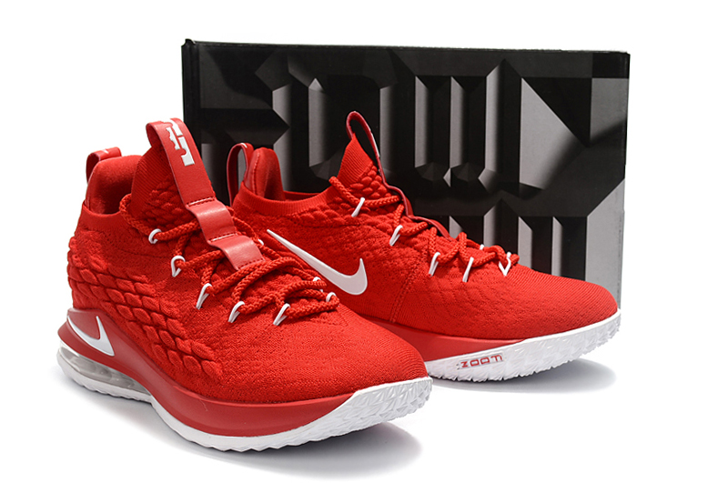 2018 Men Nike Lebron James 15 Low Red White Shoes